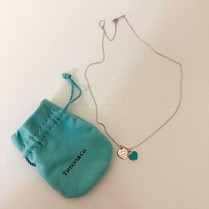 Tiffany & Co. Silver Necklace with Blue Heart Charm